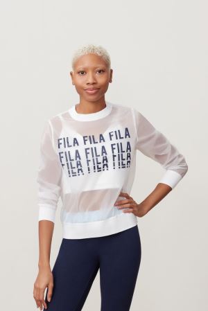 FILA Sol Sheer Woven Sweatshirts White,Womens Clothing | CA.MWFVKZ837